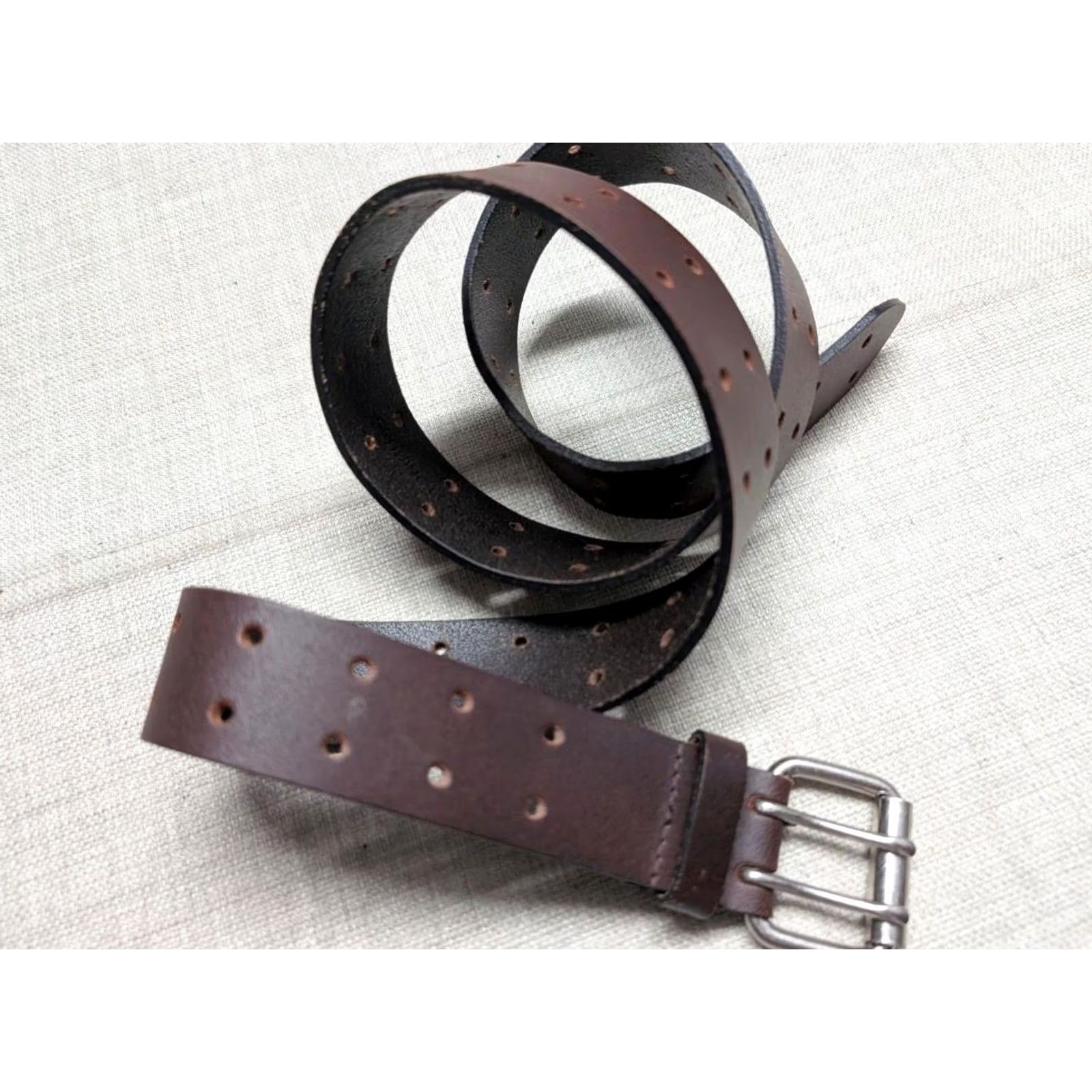 Dickies VINTAGE Dickies leather belt 38 brown cowhide full grain skate 1990s Mens 38" long 1-1/2" wide Size 38 - 2 Thumbnail