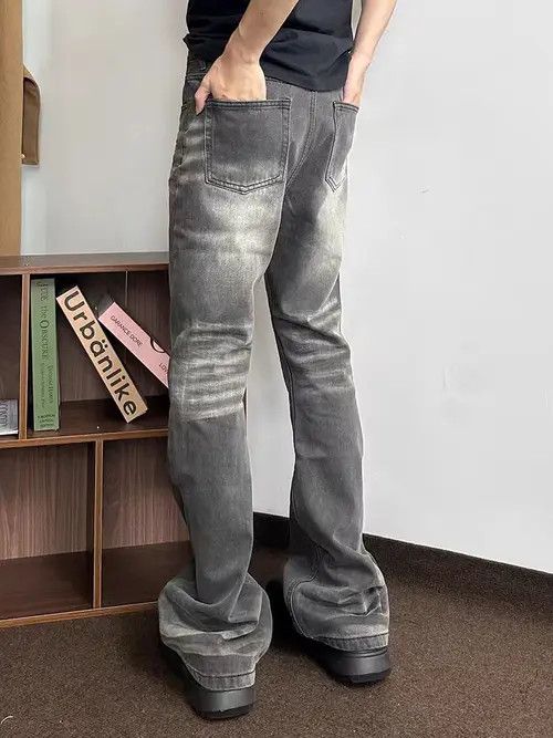 VIBE Aged Street Hip Hop Heavy Y2K Wash Micro Flare Jeans Size US 30 / EU 46 - 6 Thumbnail