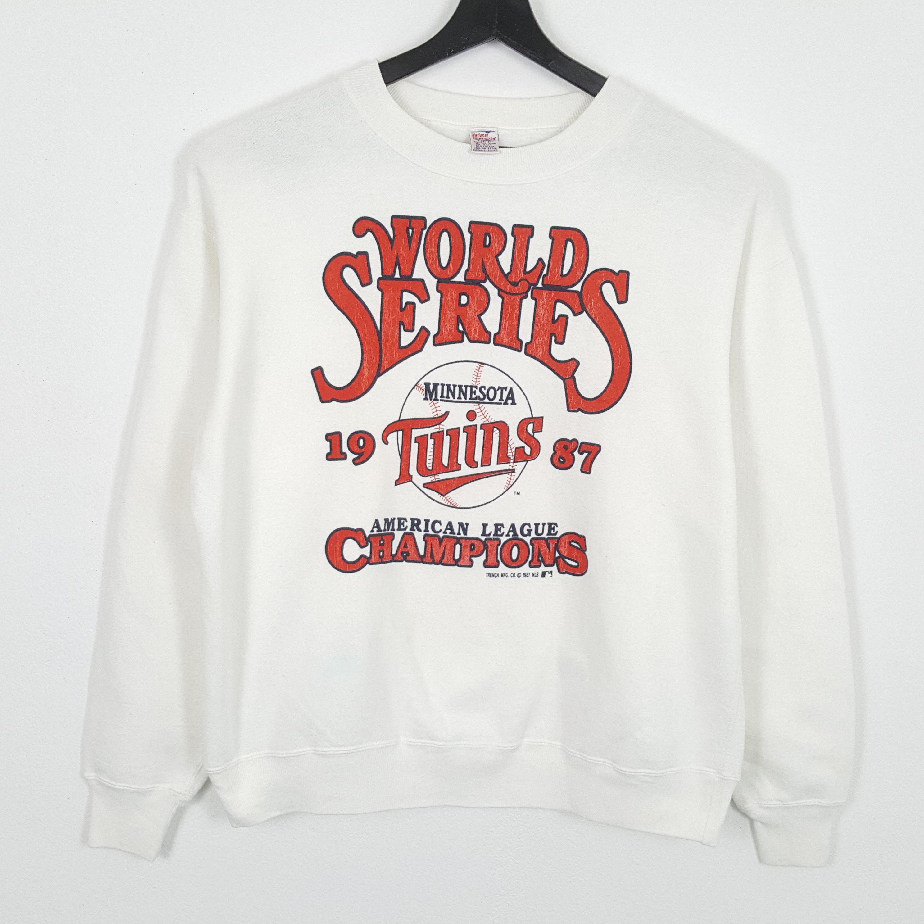 image of Minnesota Twins Baseball Team Mlb Vintage Sweatshirt in White, Men's (Size Large)