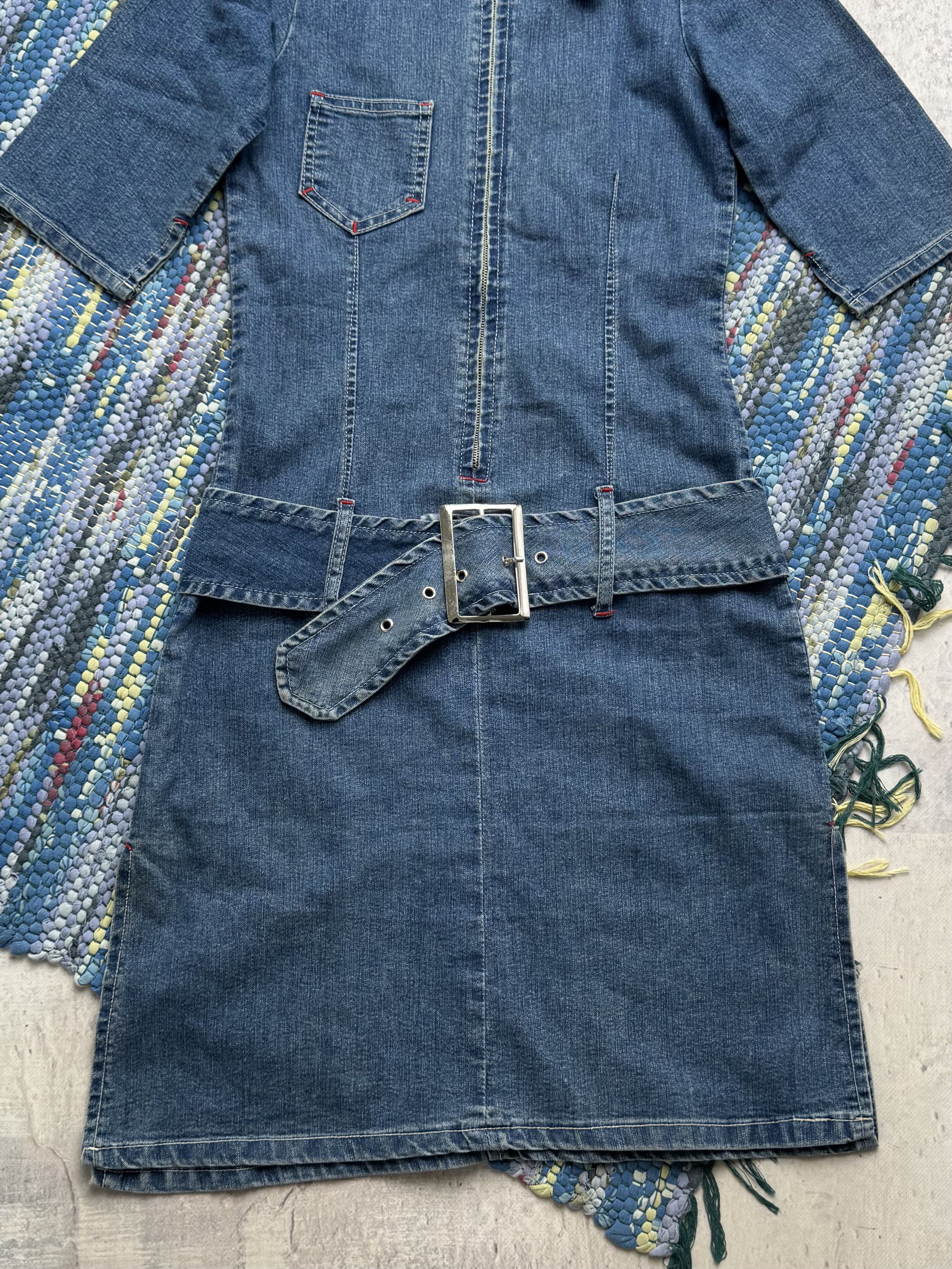 Vintage Vintage Denim Dress With Belt A8(V1)D15 Size XS / US 0-2 / IT 36-38 - 3 Thumbnail