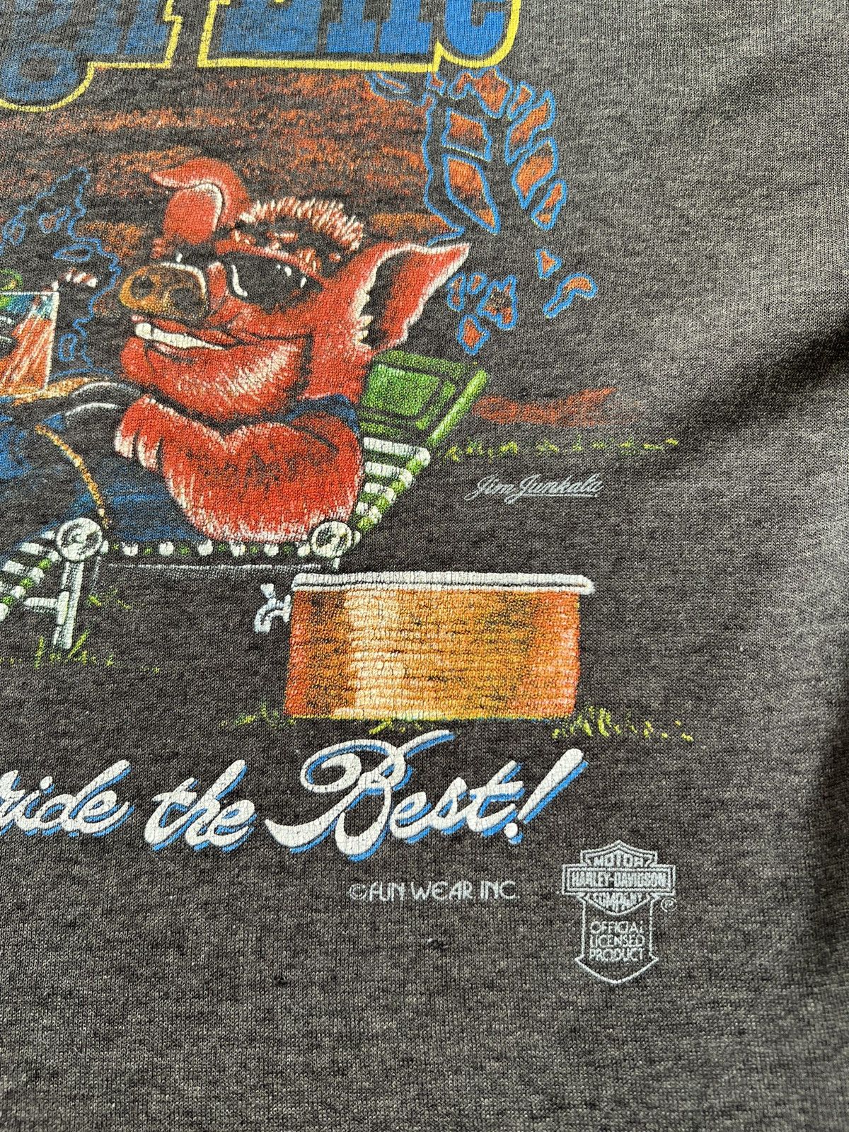 Harley Davidson Vintage 80s Harley Davidson A Rough Life Hog Pig T-shirt Size US L / EU 52-54 / 3 - 6 Thumbnail