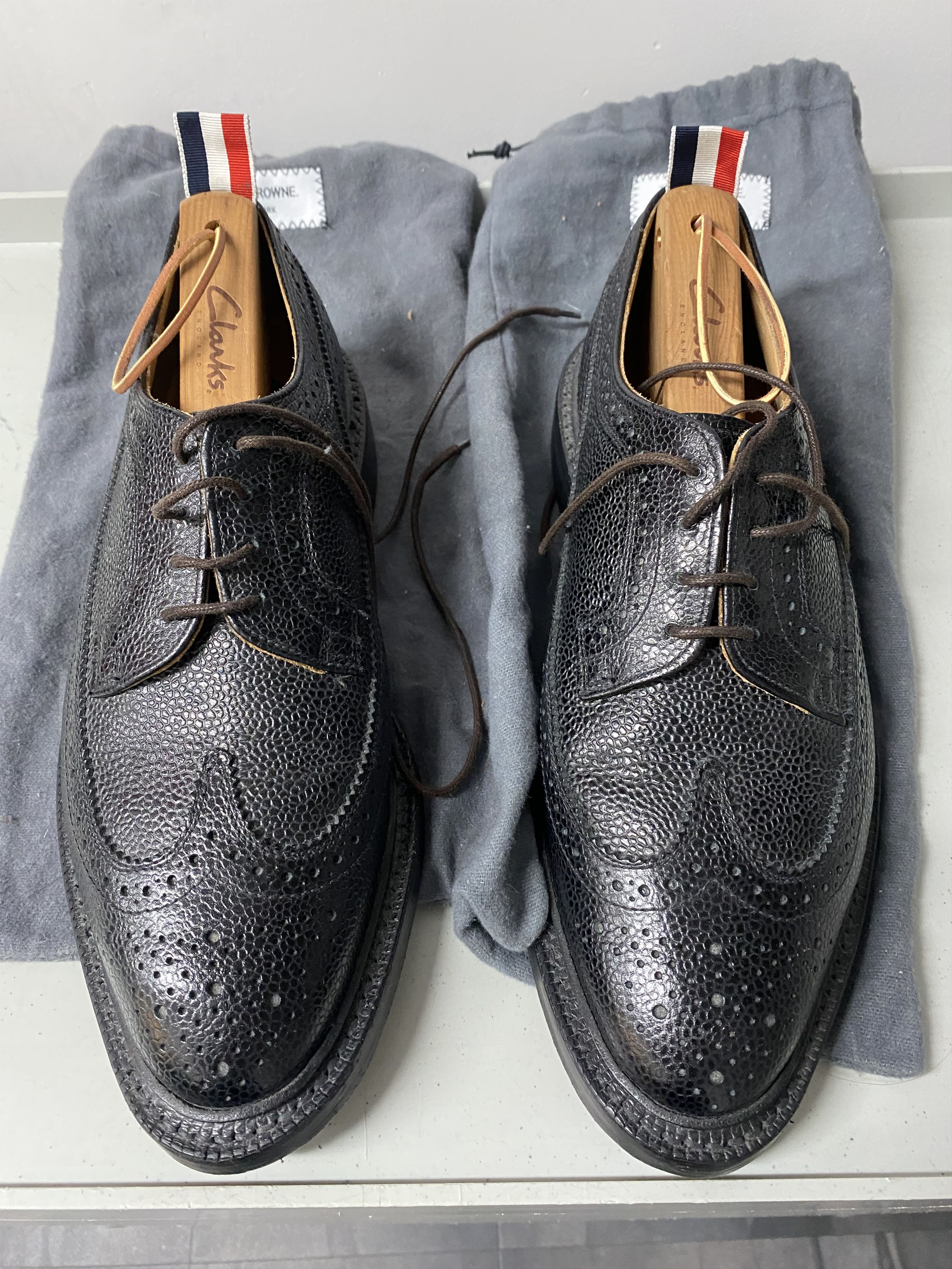 Thom Browne Black Pebble Grain Wingtip Size US 8 / EU 41 - 9 Thumbnail
