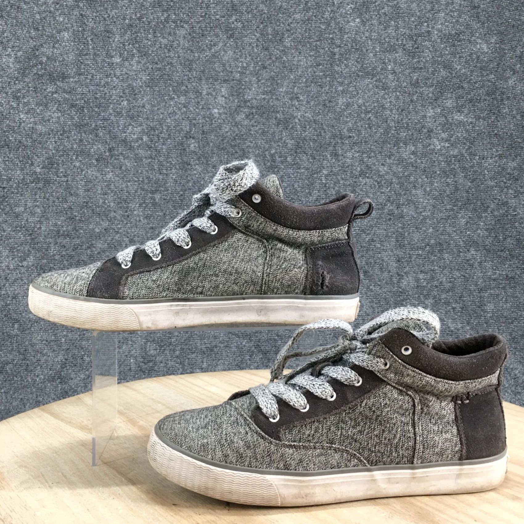 Toms TOMS Women Sneakers 9.5 Camila Casual Mid Top Gray Fabric Lace Up Shoes Size L / US 10 / IT 46 - 2 Thumbnail