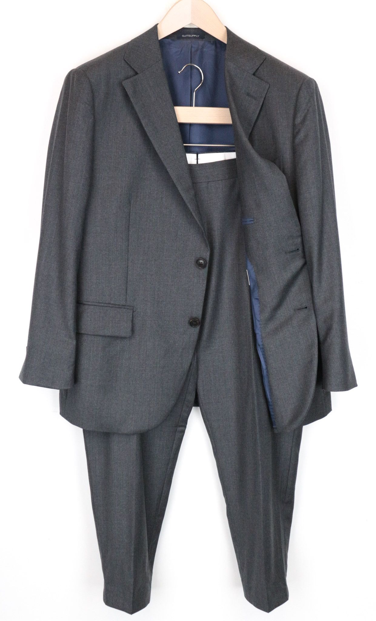 image of Suitsupply La Spalla Uk44S Grey Wool Suit 67049, Men's