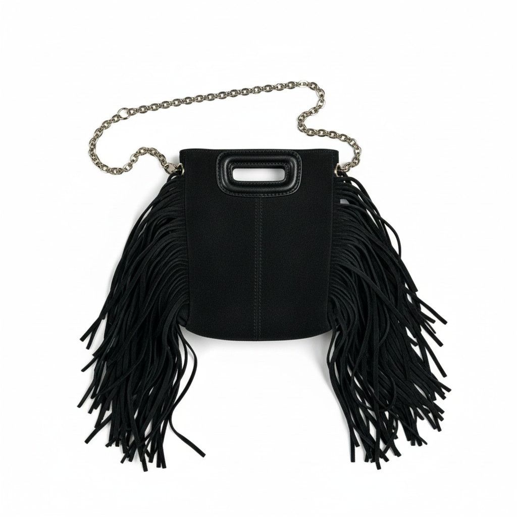 Maje Maje Studded Suede Mini M Bag Black Silver Hardware Size ONE SIZE - 3 Thumbnail