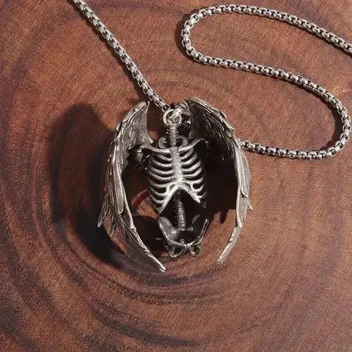 Japanese Brand 60cm Length Gothic Wings Grim Reaper Pendant Necklace Chain Size ONE SIZE - 3 Thumbnail
