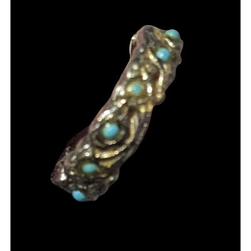 Other Vintage Whimsical Silver Tone Ring With Tiny Turquoise Accen Size ONE SIZE - 3 Thumbnail