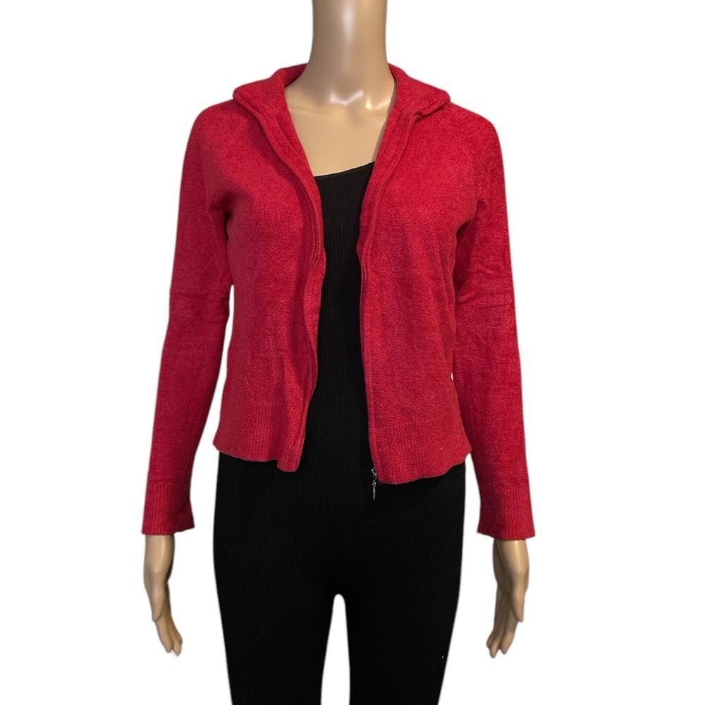 Designer Women's Red Zip-Up Cardigan Sweater Size S / US 4 / IT 40 - 3 Thumbnail
