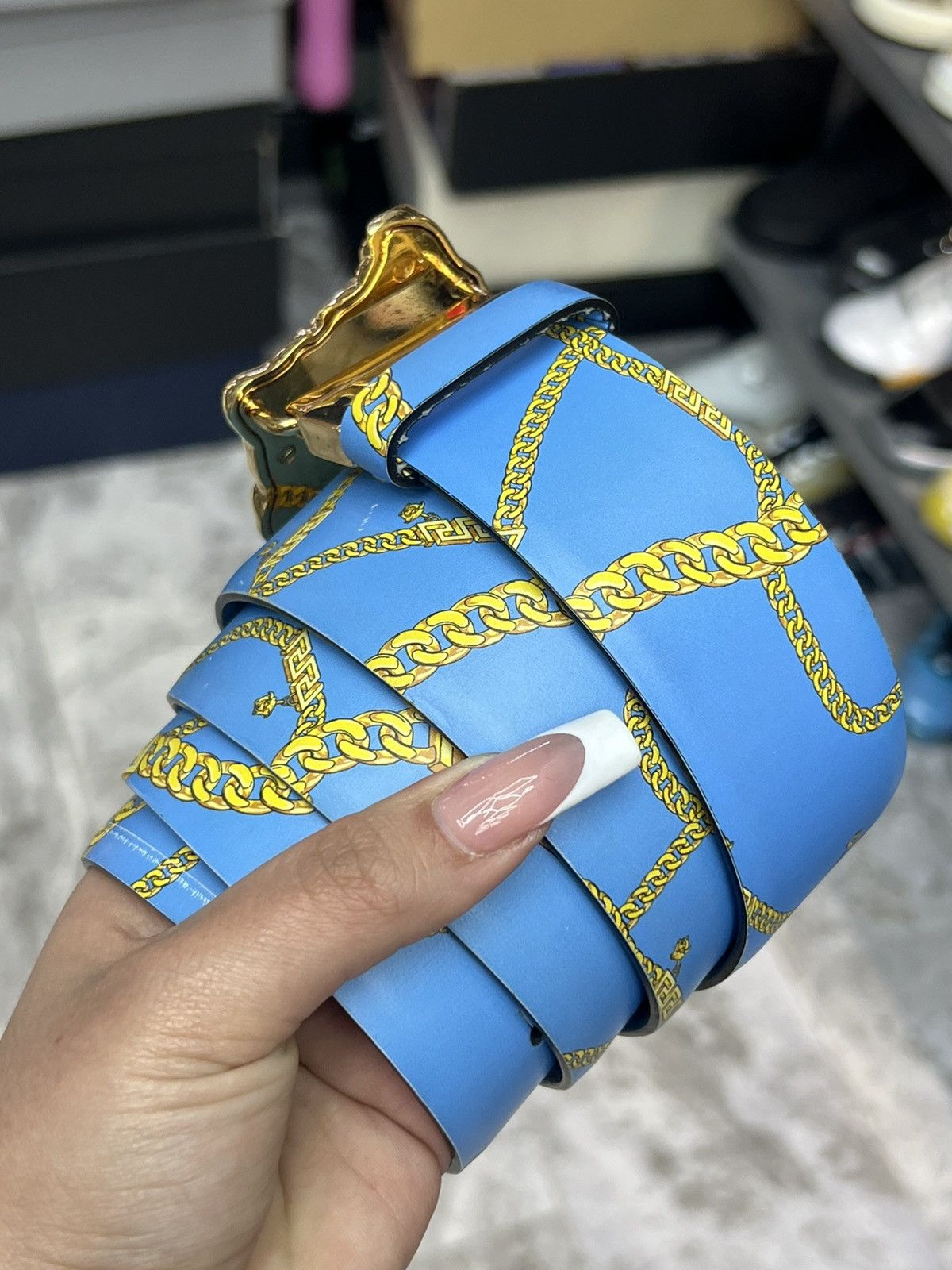 Versace Versace Blue Motif Belt Size 42 - 2 Thumbnail