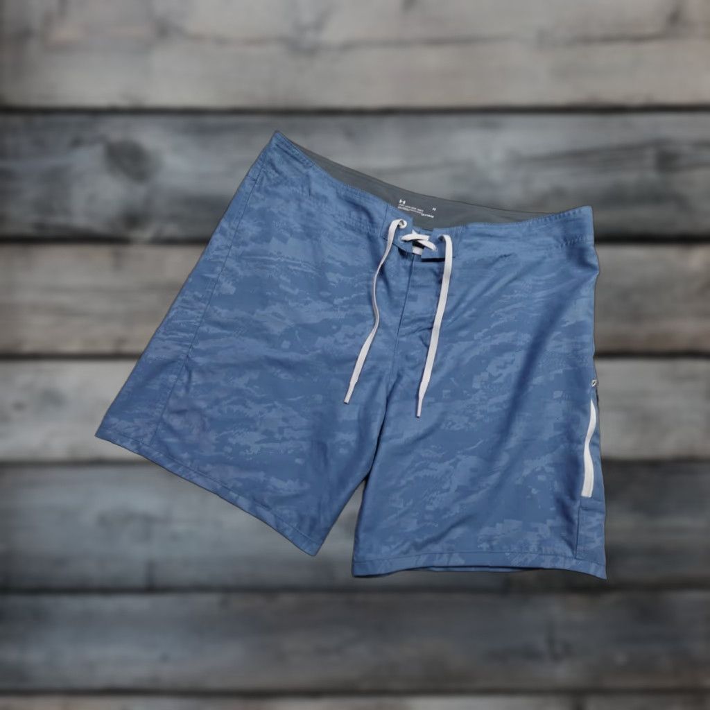 Under Armour Under Armour Board Shorts Mens 40 Blue HeatGear Quick Dry Swim Trunks CAMO, Drawstring, Pockets, 1 Zip Pocket, Loose Fit Size US 40 / EU 56 - 1 Thumbnail