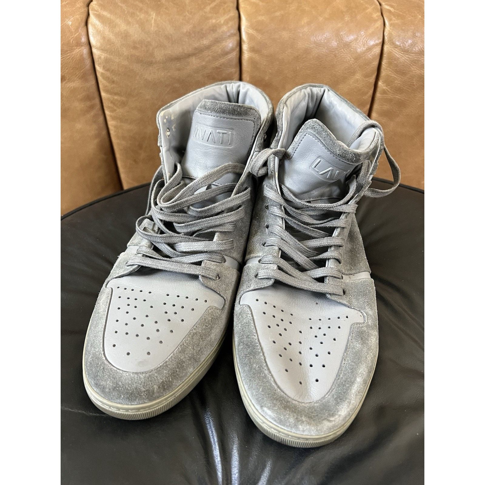Other Lavati Gray Italian Leather Sneackers US 11 Size US 11 / EU 44 - 3 Thumbnail