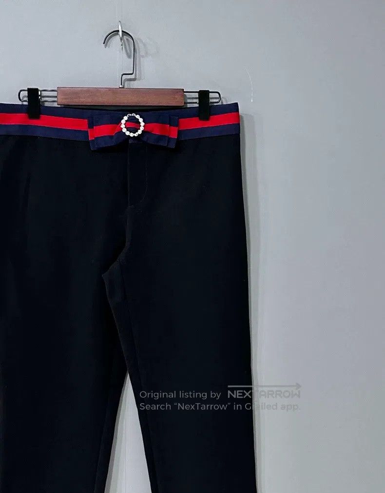 Gucci Gucci Black bow rhinestone striped cotton casual trousers Size 26" / US 2 / IT 38 - 2 Thumbnail