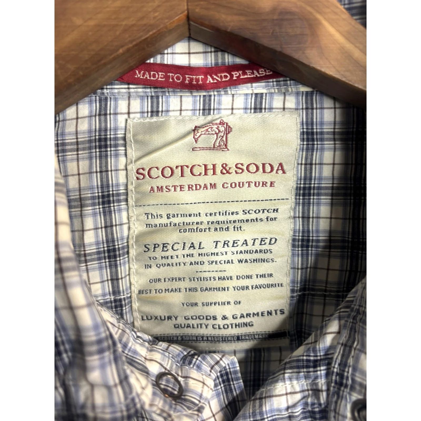 Scotch & Soda VINTAGE Scotch & Soda Shirt Mens XL Blue White Plaid Western Pearl Snap Long Sleeve Size US XL / EU 56 / 4 - 4 Thumbnail