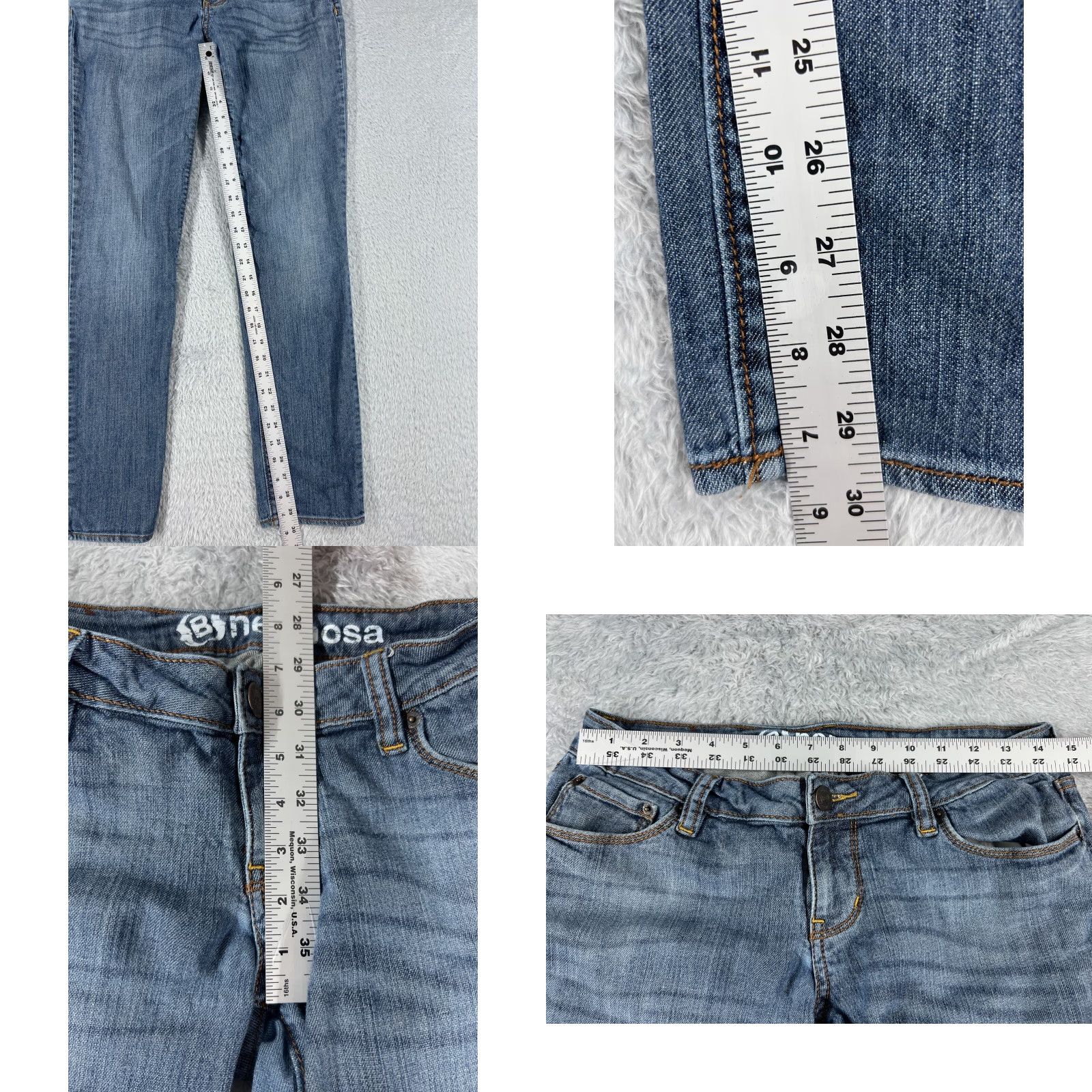 Denime Bullhead Jeans Womens Blue Denim Super Skinny Low Rise 28x30 Cotton Blend 7 Regular Stretch Distressed Embroidered Zipper 5-Pocket Design Pants Size 28" / US 6 / IT 42 - 8 Thumbnail