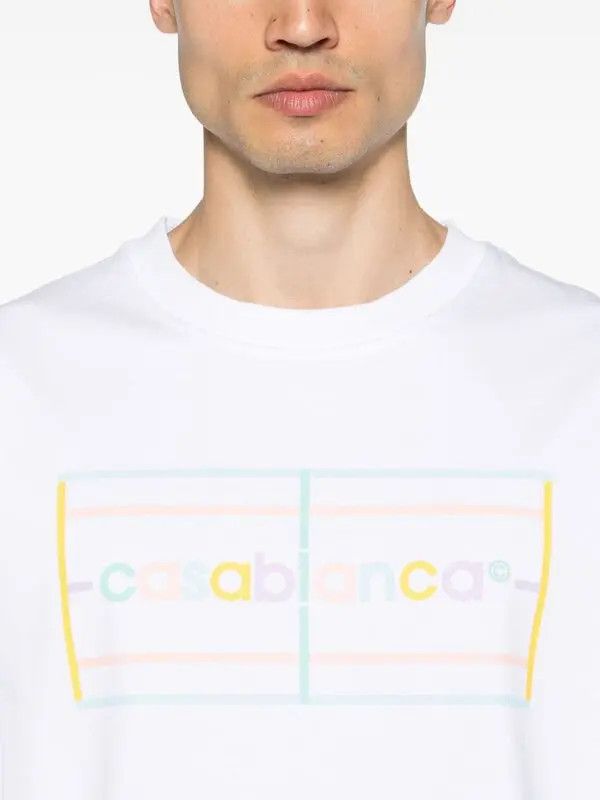 Casablanca o1mle0326 Printed Long Sleeve T-Shirt in White Size US XXL / EU 58 / 5 - 5 Thumbnail