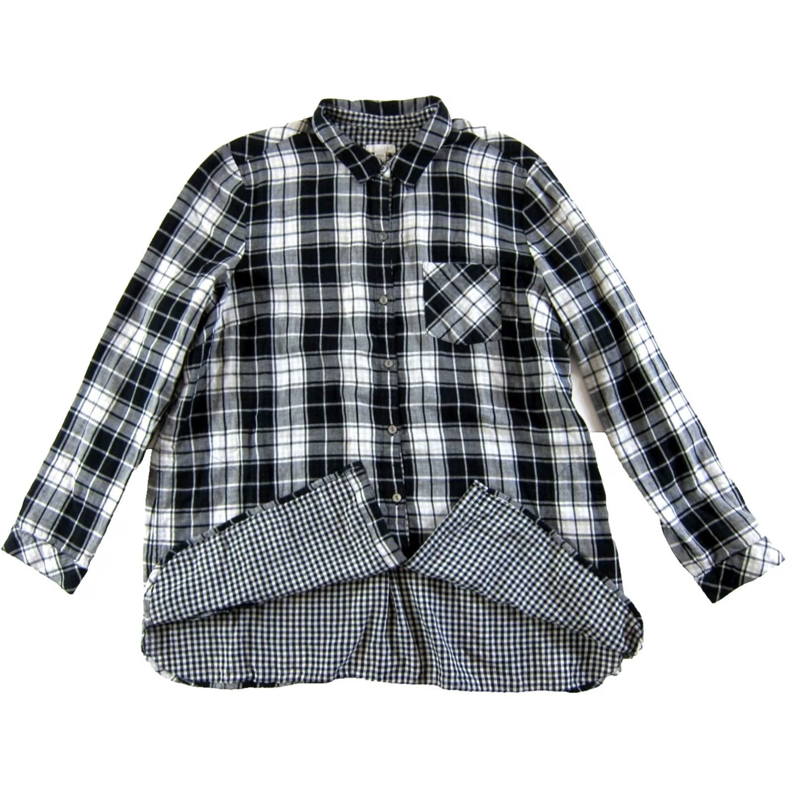 J. Jill J. Jill Blouse Shirt XL 100% Cotton Black Plaid Pocket Collared Long Sleeve Women's Classic Ready-to-Wear Size XL / US 12-14 / IT 48-50 - 5 Thumbnail