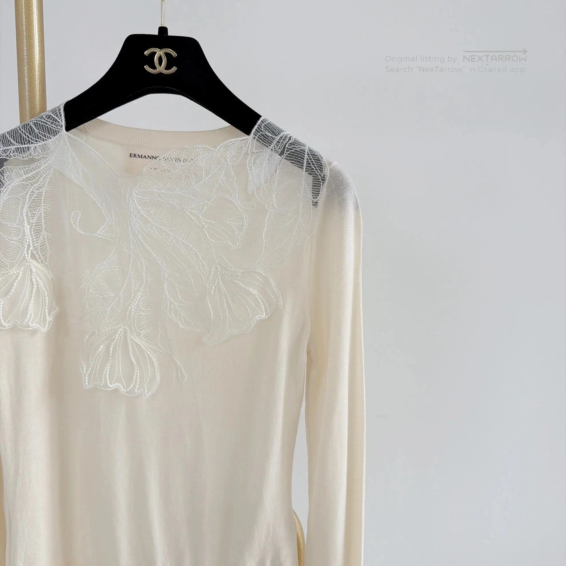 Es Beige Lace Knit Pullover Women's Size 38, Women's (Size Xs) — image 3 of 6