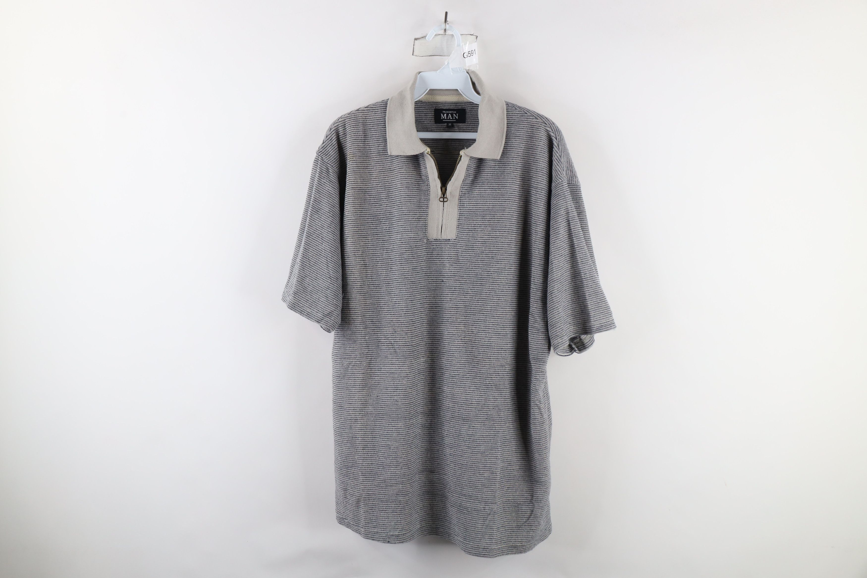 Vintage Vintage 90s Streetwear Cloth Striped Half Zip Collared Polo Size US M / EU 48-50 / 2 - 1 Thumbnail