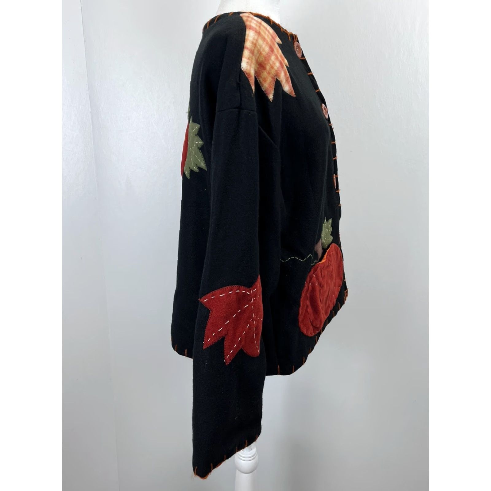 Vintage Womens Unbranded Fall Fleece Jacket One Size VGUC Pumpkins Autumn Size ONE SIZE - 4 Thumbnail