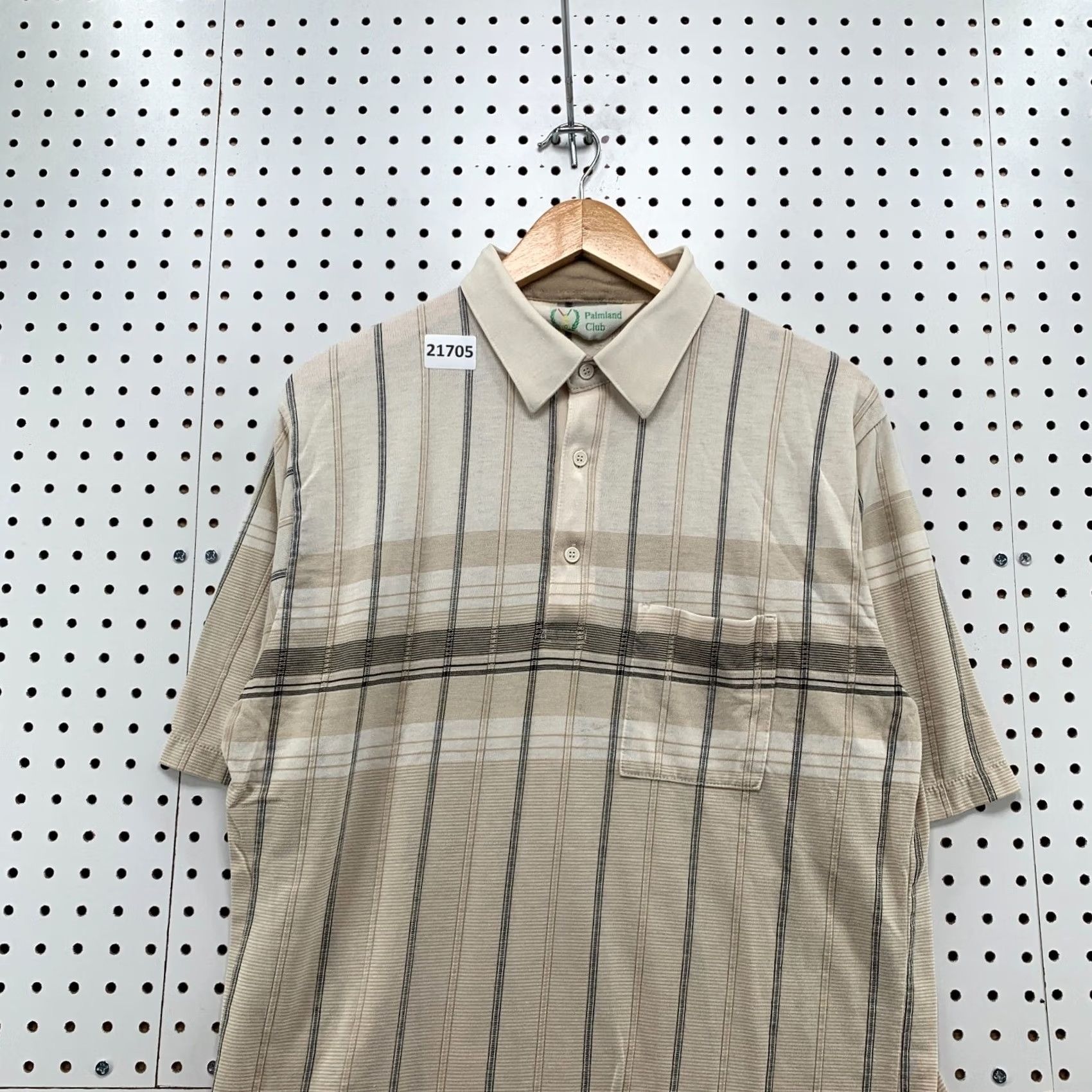 Vintage VINTAGE Palmland Club Shirt Mens Large Brown Beige Striped Polo Shirt Size US L / EU 52-54 / 3 - 7 Thumbnail