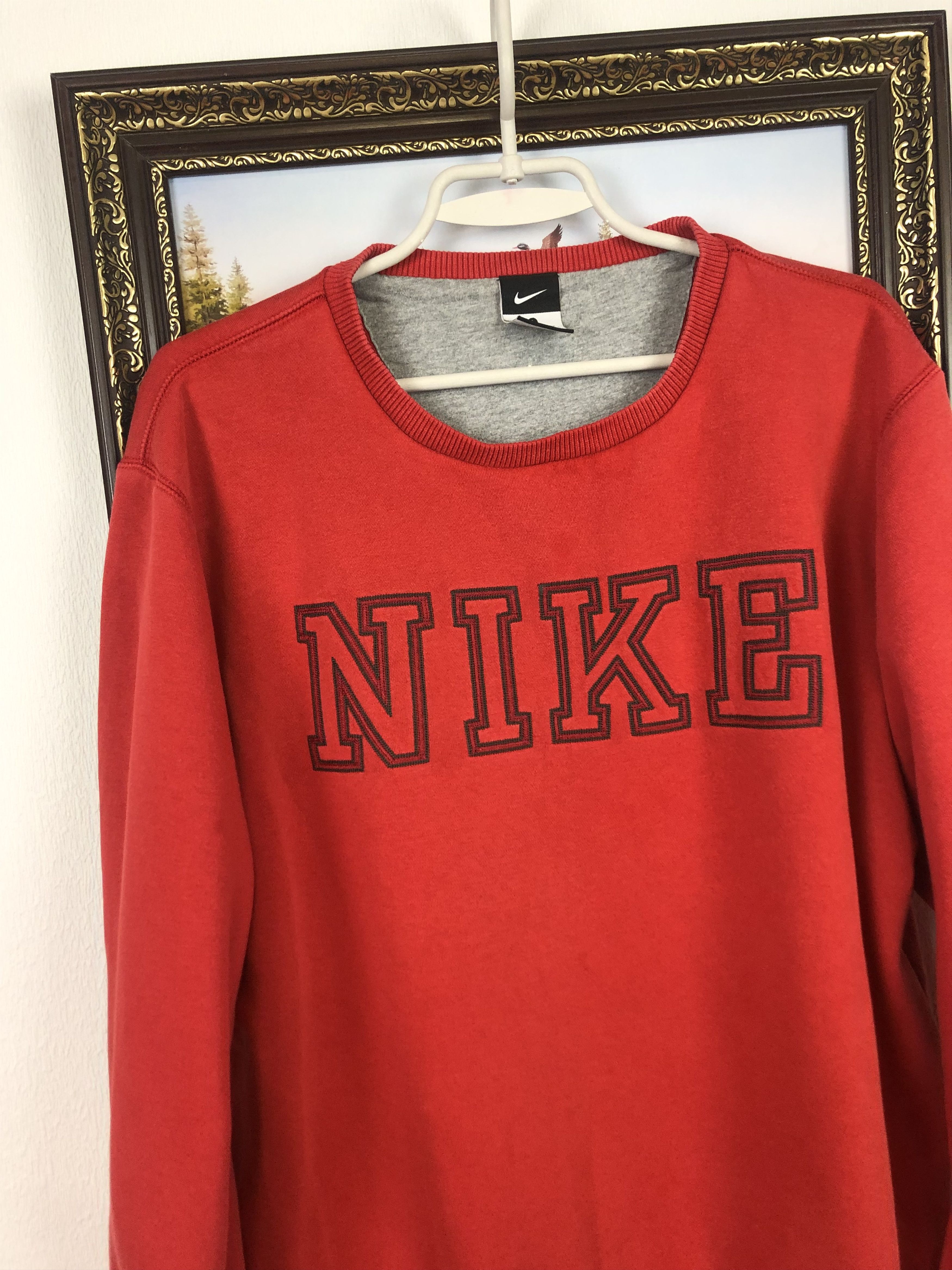 Vintage Vintage Nike Red Big Logo Sweatshirt Rare Hype Size US L / EU 52-54 / 3 - 3 Thumbnail