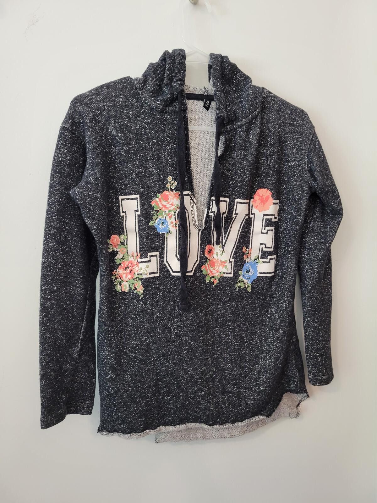 Other Women's Medium Dark Gray Hoodie with LOVE Floral Print Size M / US 6-8 / IT 42-44 - 1 Thumbnail