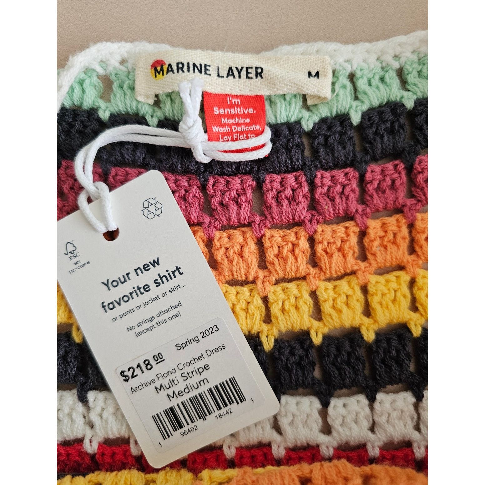 Marine Layer NWT Marine Layer Archive Fiona Crochet Dress Multi Stripe M Size M / US 6-8 / IT 42-44 - 9 Thumbnail