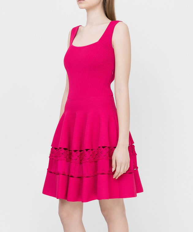 Alexander McQueen o1y0325 Mini Dress in Fuchsia Size L / US 10 / IT 46 - 3 Thumbnail