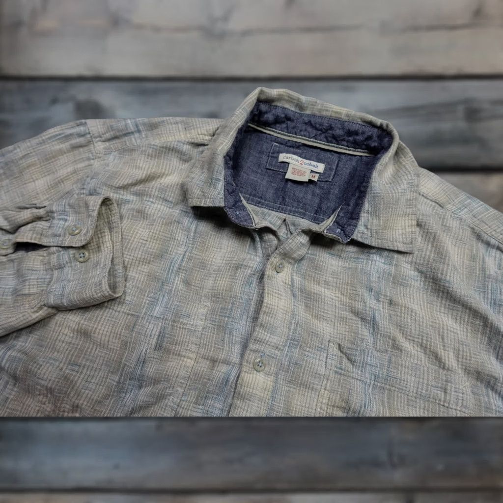 Carbon2Cobalt Carbon2Cobalt Shirt Mens M Gray Blue Plaid Long Sleeve Button Up Cotton Size US M / EU 48-50 / 2 - 1 Thumbnail