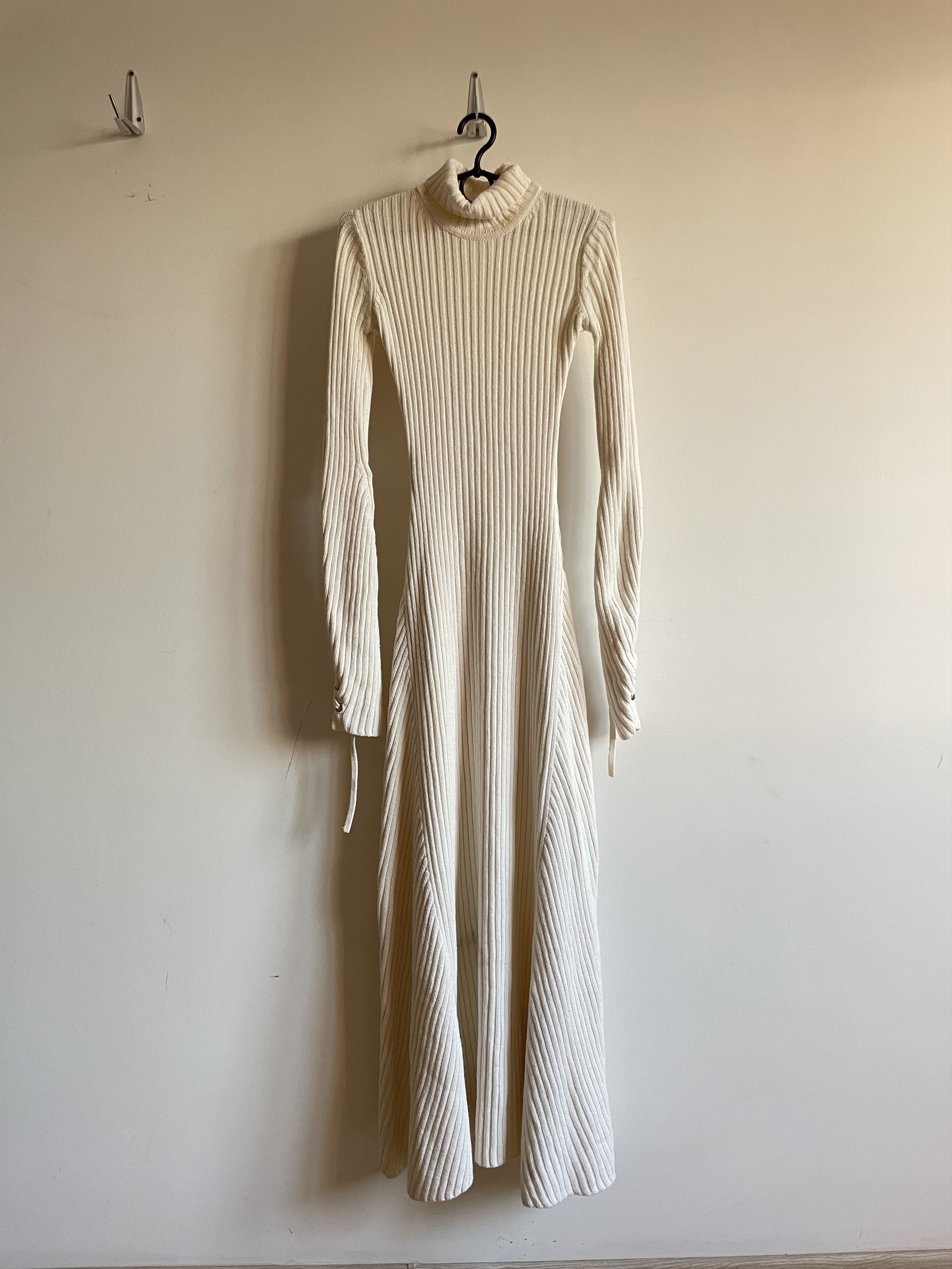 Maje Maje Rafaela Cotton/Wool Ribbed Lace-up Sleeve Maxi Dress Size S / US 4 / IT 40 - 1 Thumbnail