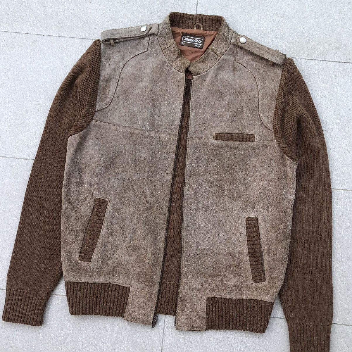 Sears Vintage70s Sears Sportwear Suede Leather Knit Sleeve Jacket Size US L / EU 52-54 / 3 - 2 Thumbnail