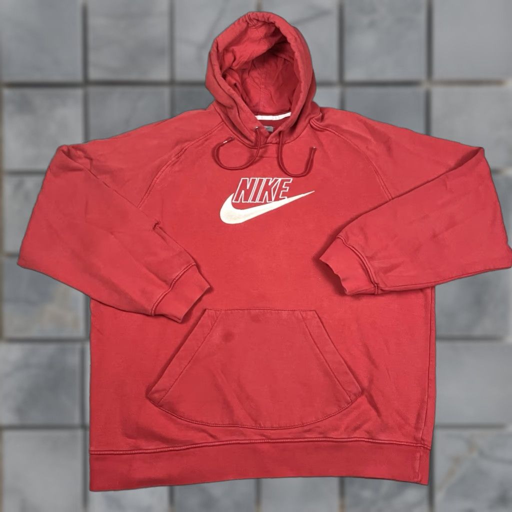 Nike VINTAGE Nike Sweatshirt Hoodie XL Red Swoosh Distressed Check Y2K Rare Vtg Logo Size US XL / EU 56 / 4 - 1 Thumbnail
