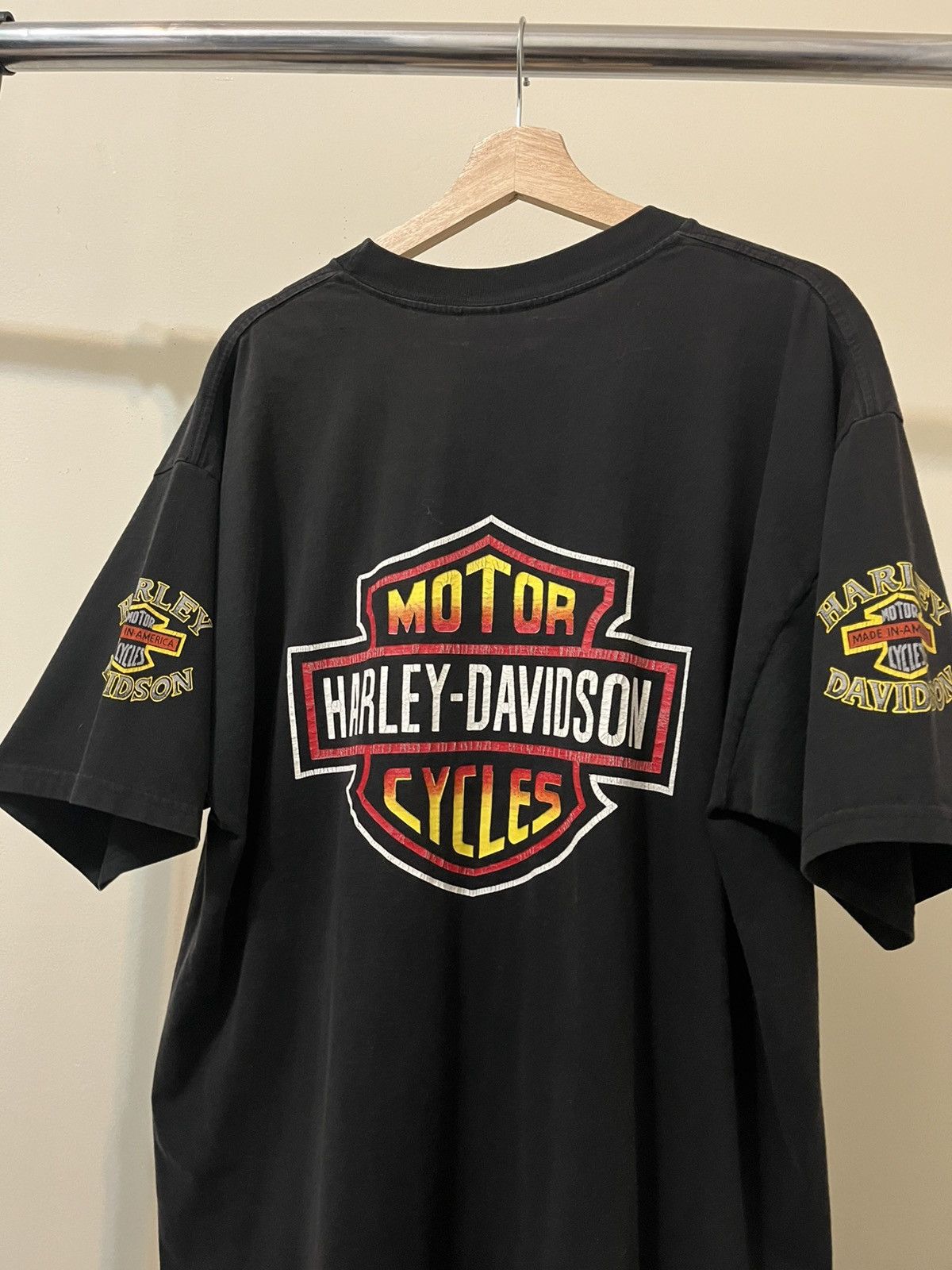 Harley Davidson × Vintage Vintage 90s Harley Davidson American Steel Graphic Tee Size US XXL / EU 58 / 5 - 2 Thumbnail