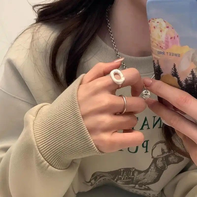 Jewelry × Sterling Silver × Vintage 925 Sterling Silver Simple Hollow Rings Size ONE SIZE - 3 Thumbnail