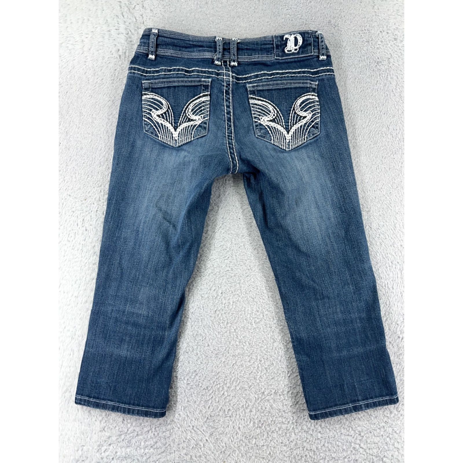 Vintage Downeast Blue Denim Capri Jeans Women 8 Slim Crop 5-Pocket Cotton Blend Regular Rise Size 30" / US 8 / IT 44 - 3 Thumbnail