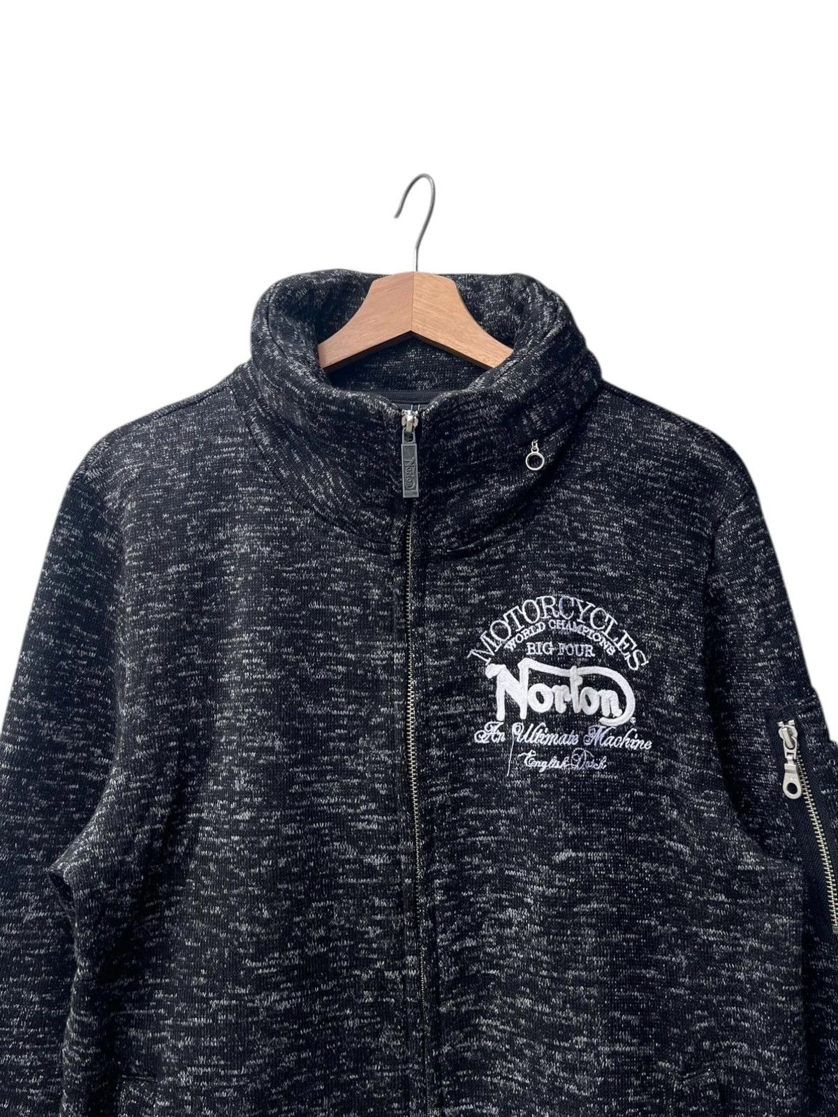 Norton Norton Motorcycle Volume Neck Zip Knitted Jacket Size US L / EU 52-54 / 3 - 7 Thumbnail