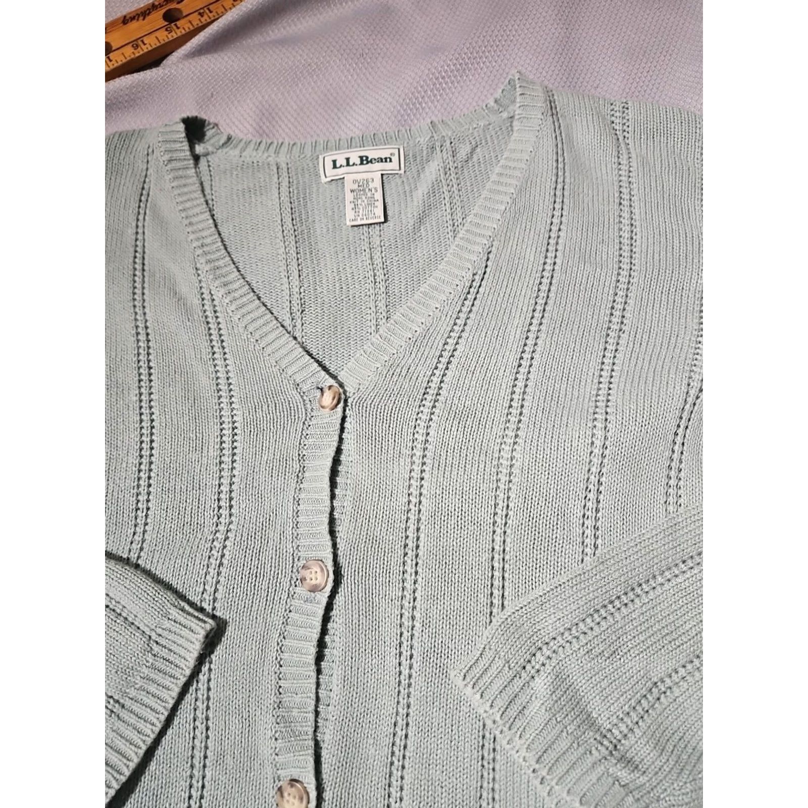 Vintage VINTAGE L.L. Bean Sweater Womens Large Green Linen Blend Button Grandma Knit Cardigan Knit Casual/Workwear Classic 90s Womens Size L / US 10 / IT 46 - 5 Thumbnail