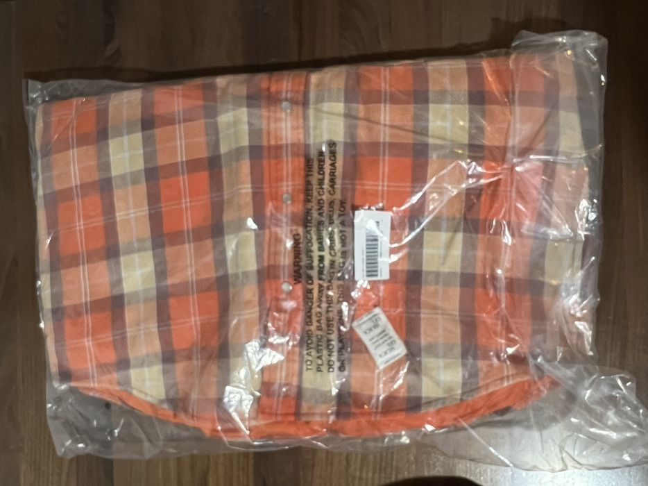 Supreme Supreme Quilted Flannel Snap Shirt Size Large Orange SS24