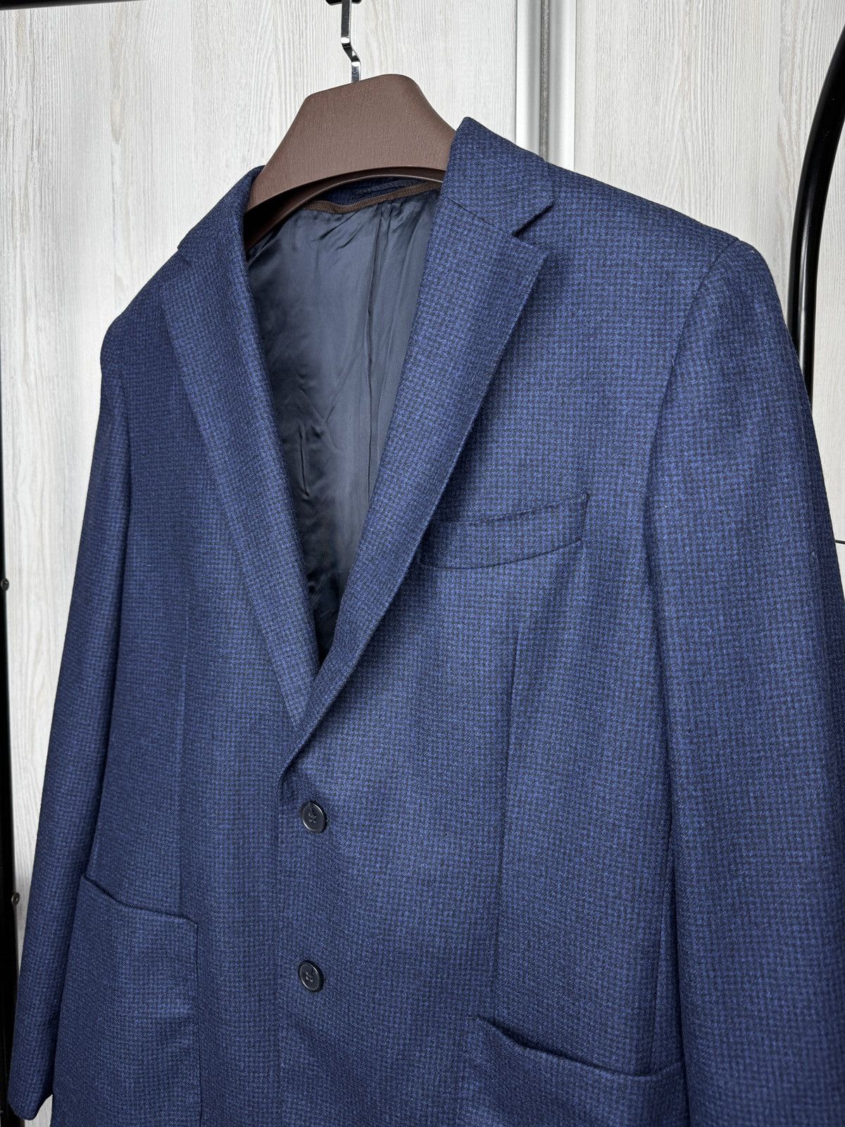 Boggi Boggi Milano Blue checkered houndstooth wool blazer Size 40R - 5 Thumbnail