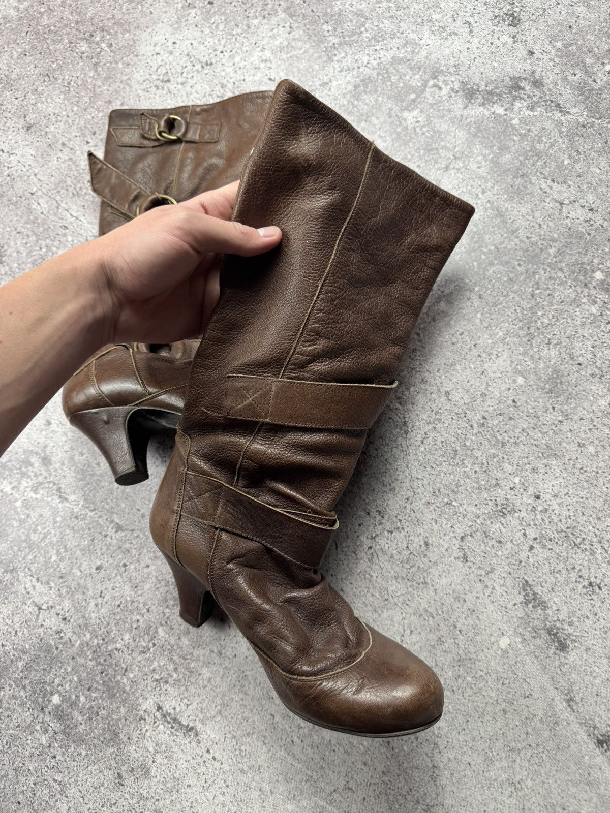 If Six Was Nine Vintage Italian AS98 Heel Leather Biker Boots In Brown Size US 7 / IT 37 - 13 Thumbnail