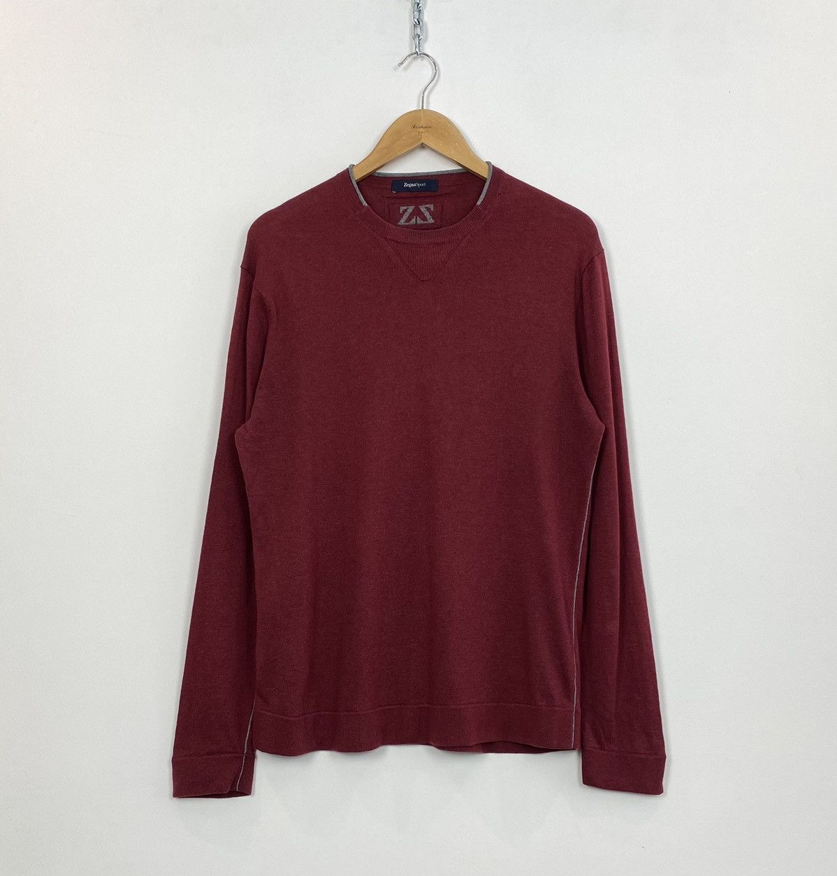 ZEGNA Sport V-Neck Burgundy Sweater Ermenegildo popular