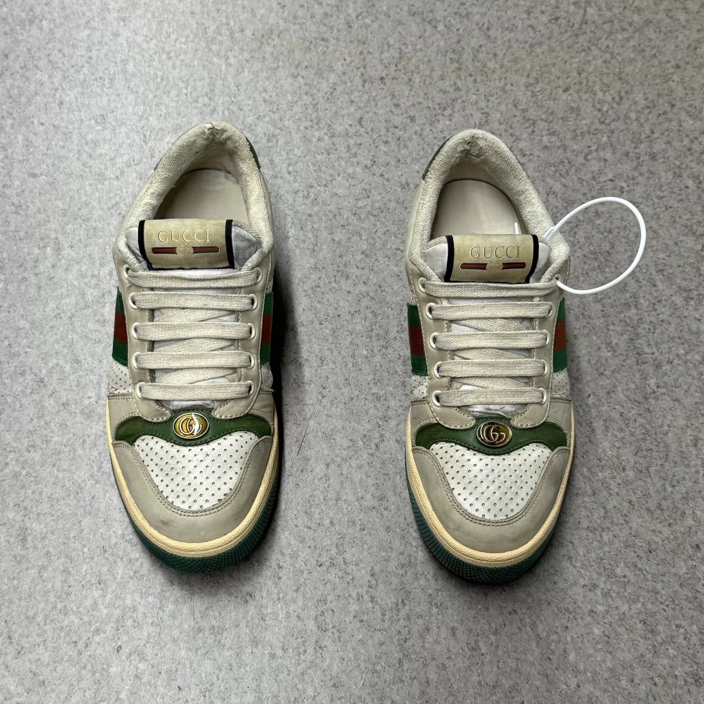 Gucci Gucci GG Enamel Dirty Kicks Gray-Green 37 Worn Once Size US 6.5 / IT 36.5 - 5 Thumbnail