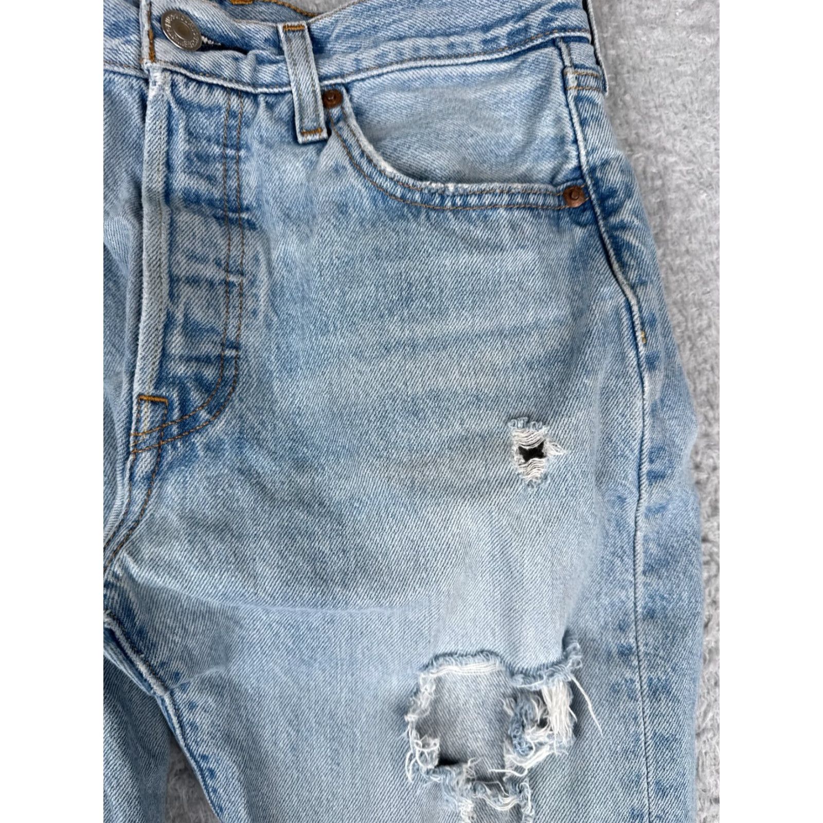 Levi's Levi's 501 Jeans Adult 25 Blue Denim Button Fly Premium Cotton Slim 26x29 Mens Regular 5-Pocket Solid (Medium Wash) Boys? Size US 26 / EU 42 - 6 Thumbnail
