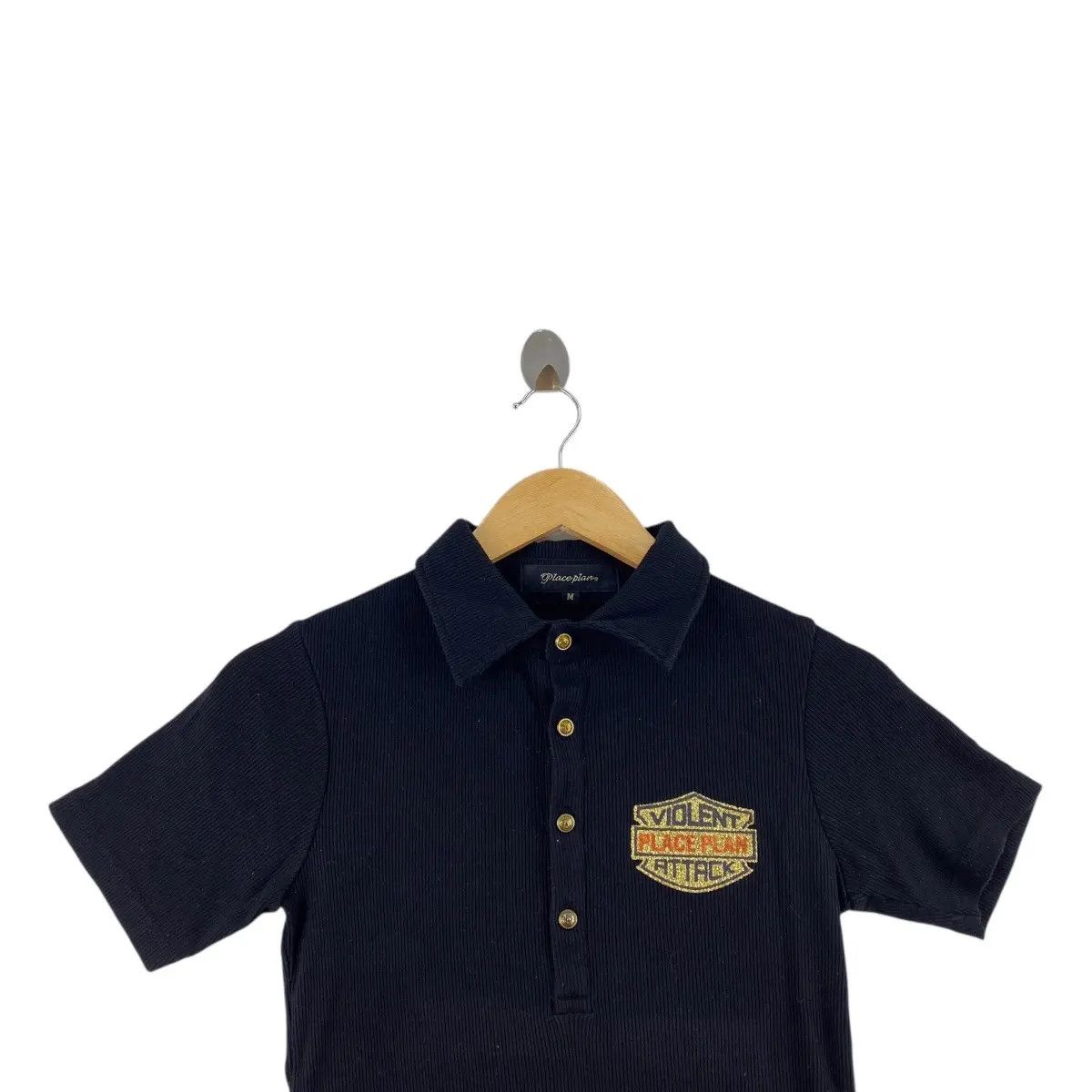 Vintage Vintage PLACE PLAN EAGLE Violent Attack Polo Tee Shirt Top Size M / US 6-8 / IT 42-44 - 3 Thumbnail