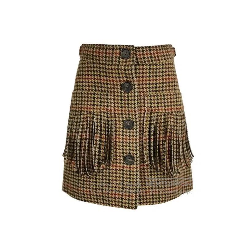 Miu Miu Women's Color-Block Wool Embroidered Skirt .