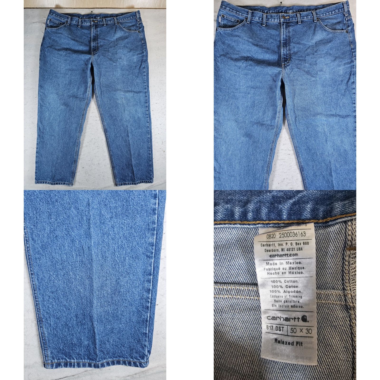 Carhartt Carhartt Jeans Blue Denim B17 DST Relaxed Fit Tapered Leg Workwear Mens 50x30 Size US 34 / EU 50 - 8 Thumbnail