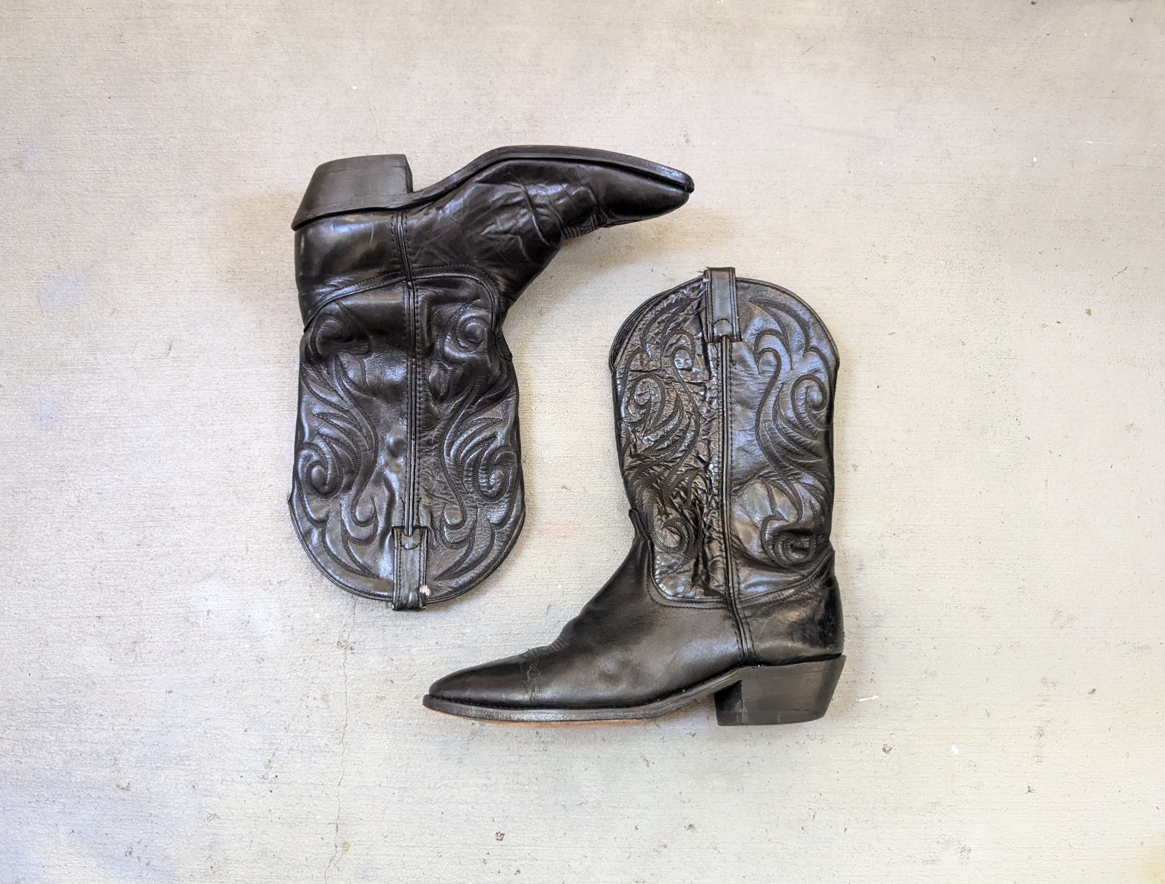 Genuine Leather Vintage Code West Cowboy Boots 10.5 Black Leather USA Size US 10.5 / EU 43-44 - 1 Thumbnail
