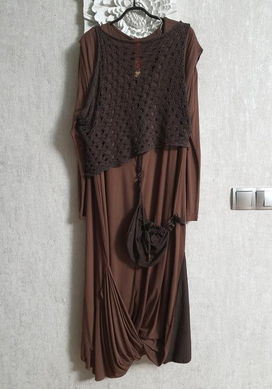 Other Avant Garde brown dress maxi sz L new condition with tags Size L / US 10 / IT 46 - 5 Thumbnail
