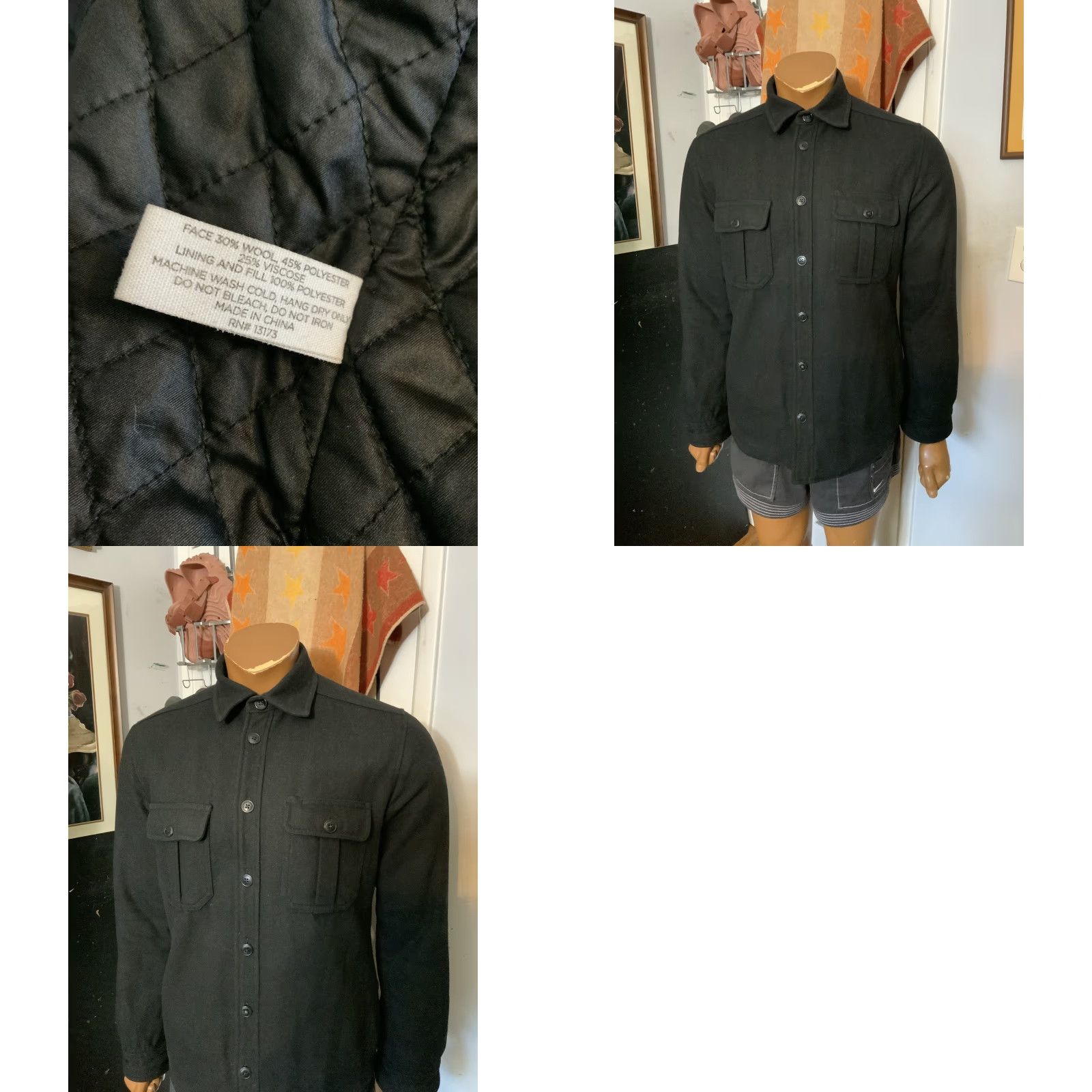 Saturdays NYC Saturdays Surf NYC Black Wool Blend Board Button Shirt Jacket Shacket Overshirt M Men Wool Blend Button Front Shacket Size US M / EU 48-50 / 2 - 8 Thumbnail