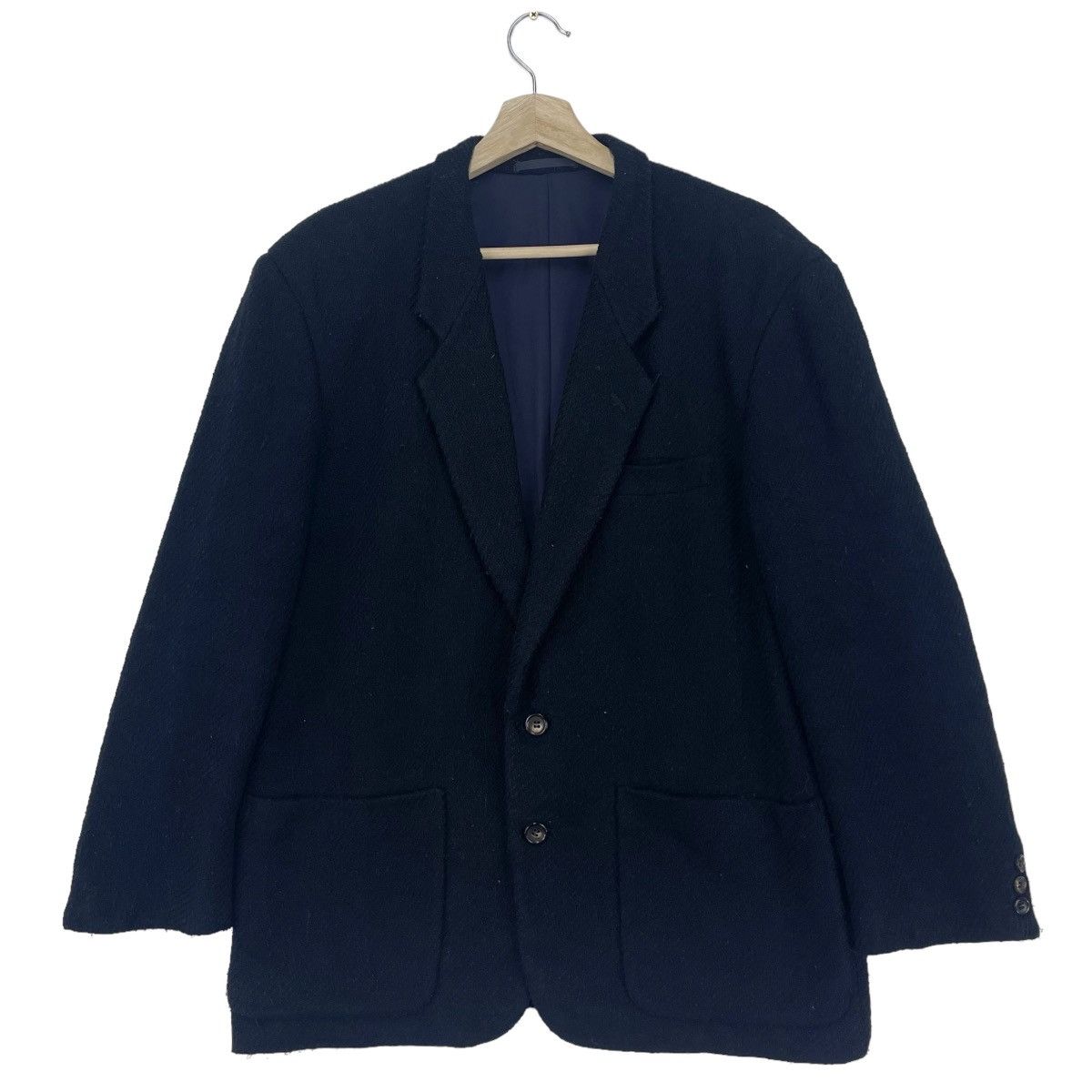 80’s Comme Des Garcons Homme Herringbone Navy Blue Coat